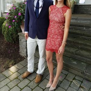 Red lace homecoming dress prom dress